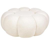 Beliani Poufs en Boucle Blanc Cassé Contreplaqué et Bois d'Hévéa Repose-Pieds Glamour Assise en Plus Beaufort