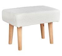 Beliani Repose-Pieds Blanc en Bouclettes et Bois d'Hévéa Banquette Scandinave Takoma