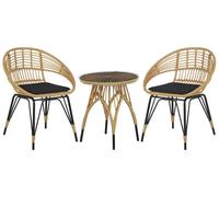 Beliani - Salon Bistrot - Pellaro - Table et 2 Chaises, en Rotin PE et Acier, Na