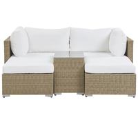 Beliani - Salon de Jardin 2 Places - Noto - en Rotin PE Aluminium et Tissu Polye