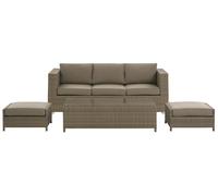 Beliani - Salon de Jardin - Belluno - en Rotin, Coussins Marron