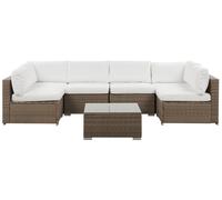 Beliani - Salon de Jardin - Belvedere - 6 Places, en Rotin PE et Tissu Polyester