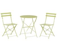 Beliani Salon de Jardin Bistrot Table et 2 Chaises en Acier Vert Citron Pliable Fiori