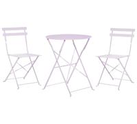 Beliani Salon de Jardin Bistrot Table et 2 Chaises en Acier Violet avec Patins Fiori