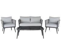 Beliani - Salon de Jardin - Preveza - 4 Places, en Rotin, Gris et Noir