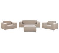 Beliani - Salon de Jardin - Rovigo - Canapé 2 Fauteuils et Pouf, en Tissu Polyes