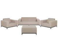 Beliani - Salon de Jardin - Rovigo - Canapé 2 Fauteuils et Pouf, en Tissu Polyes