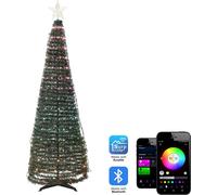 BELIANI Sapin de Noël à LED vertes avec changement de couleur contrôlé par application 160 cm avec minuterie Décoration de Noël salle de séjour