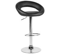 Beliani Set 2 Chaises de Bar Tabourets en Cuir PU Noir et Métal Argenté Réglables en Hauteur et Pivotantes pour Salle à Manger ou Cuisine Moderne