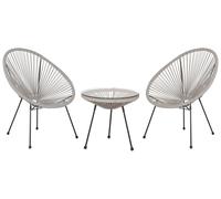 Beliani - Set 2 Fauteuils Spaghetti et Table - Acapulco - en Rotin PE et Acier,