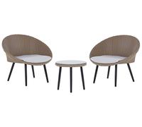 Beliani - Set Bistrot Table et 2 Chaises - Ortigia - en Rotin PE et Acier, Marro