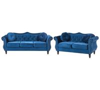 Beliani - Set de 2 Canapés - Skien - Velours, Bleu