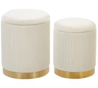 Beliani - Set de 2 Poufs avec Rangement - Miramar - en Velours et Acier, Blanc e