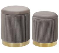 Beliani - Set de 2 Poufs avec Rangement - Miramar - en Velours et Acier, Gris et