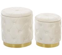 Beliani - Set de 2 Poufs avec Rangement - Pueblo - en Velours et Acier, Blanc et