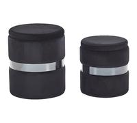 Beliani - Set de 2 poufs en velours noir avec rangement DORIS