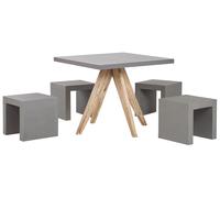 Beliani - Set de Jardin 4 Places - Olbia / Taranto - Table et 4 Tabourets, en Fi