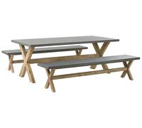 Beliani - Set de Jardin 6 Places - Olbia - Table et 2 Bancs, en Fibre-ciment et