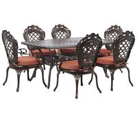 Beliani - Set de Jardin - Lizzano - Table et 6 Chaises, en Aluminium, Marron Cui