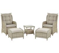 Salon de Jardin ou Terrasse 2 Places 2 Fauteuils Inclinables avec Repose-pieds et Table d'Appoint en Rotin Beige au Style Boho et rustique Beliani