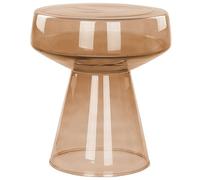 Beliani Table Appoint Design Moderne Forme Ovale en Verre Transparent Marron Doré Laguna