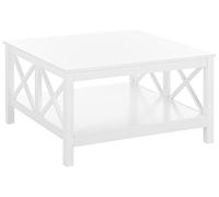 Beliani Table Basse 80 x 80 cm en MDF Laqué Blanc avec Plateau de Rangement de Style Traditionnel et Rustique pour Salon Moderne ou Scandinave