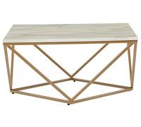 Table basse - BELIANI - MALIBU - Effet marbre blanc - Pieds dorés - Contemporain et design