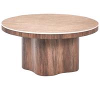 Beliani Table Basse avec Plateau en Céramique Effet Travertin Piètement Socle Style Moderne Milieu du Siècle Marron Maltby