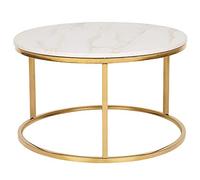 Table Basse Coral Effet Marbre en MDF Beige et Doré