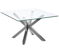 Table basse en verre avec pieds argentés 70 x 70 cm STARLIGHT