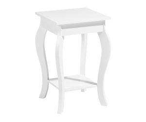 Beliani Table Basse d'Appoint Blanche avec Plateau Carrée et Pieds au Style Louis Design Classique pour Salon ou Chambre Rétro Vintage