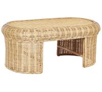 Beliani Table Basse de Jardin Boho en Rotin 96 x 60 cm Résistance Extérieur Moyenne Naturel Livadeia
