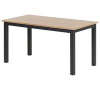 Beliani Table Basse de Jardin Bois Plastique 96 x 52 cm Extérieur Cadre Noir Bois Clair Messina