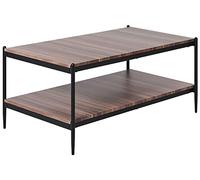 Beliani Table Basse de Salon à Etagère Fonctionnelle sous Le Plateau Couleur Bois Sombre Métal et MDF Rectangulaire Avoca