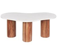 Beliani Table Basse de Salon Moderne en Bois d'Acacia Clair et Plateau de Marbre Casablanca