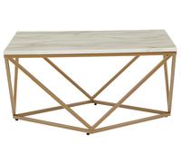 Table basse - BELIANI - MALIBU - Effet marbre blanc - Pieds dorés - Contemporain et design