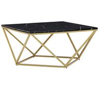 Beliani - Table Basse Effet Marbre - Malibu - 80 x 80 cm, en MDF et Métal, Noir