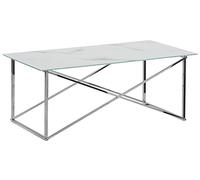 Beliani Table Basse Emporia 50 x 100 cm Effet Marbre en Verre et Acier Blanc et Argenté