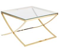 Beliani Table Basse en Acier INOX Doré Finition Brillante et Verre de Sécurité 45 x 70 cm Max 20 Kg Ringgold