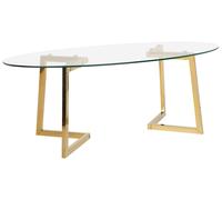 Beliani Table basse Fresno – Plateau en verre, cadre en métal doré