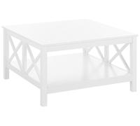 Beliani Table Basse 80 x 80 cm en MDF Laqué Blanc avec Plateau de Rangement de Style Traditionnel et Rustique pour Salon Moderne ou Scandinave