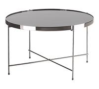 Beliani - Table Basse - Lucea - Diamètre 63 cm, en Verre et Acier, Noir et Argen
