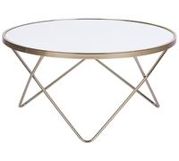 Beliani - Table Basse - Meridian II - Ronde en Métal Doré et Plateau en verre Bl