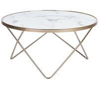 Beliani - Table Basse - Meridian II - Ronde en Métal Doré et Plateau en Verre Im
