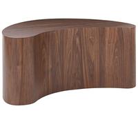 Beliani Table Basse Moderne en MDF avec Placage Papier Forme de Rein pour Salon Marron Foncé Bilpa