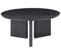 Beliani Table Basse Moderne en MDF avec Placage Papier Ronde avec Trois Pieds en Panneaux Salon Noir Cowal