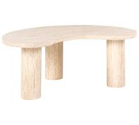 Beliani Table Basse Moderne en MDF Plateau Plaqué Effet Travertin Imitant la Pierre Beige Noma