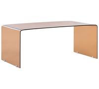 Beliani Table Basse Moderne Minimaliste en Verre Rectangulaire Transparente Marron Kendall