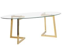 Beliani Table Basse Ovale avec Plateau en Verre et Cadre en Métal Doré au Style Moderne et Glamour