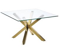 Beliani Table Basse Carrée 70 x 70 cm cm avec Plateau en Verre et Pieds Dorés Glamour et Tendance pour Salon Moderne et Tendance